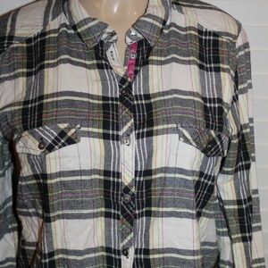 C&C California 100% cotton button down plaid top
